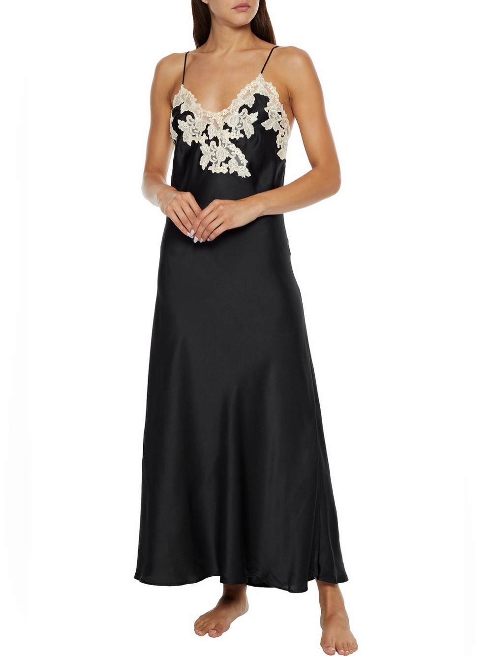 ❌❌LA PERLA MAISON CLASSIQUE LACE TRIMMED SILK BLEND SATIN NIGHTDRESS